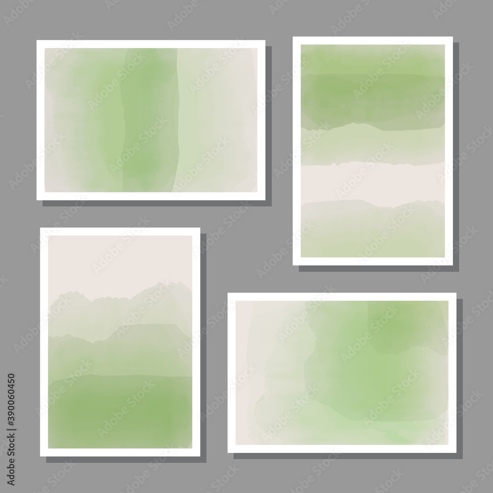 Trendy set of abstract creative minimalist artistic hand painted composition