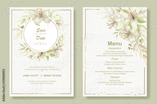 Elegant floral wedding invitation card template