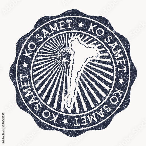 Ko Samet stamp. Travel rubber stamp with the name and map of island, vector illustration. Can be used as insignia, logotype, label, sticker or badge of the Ko Samet.