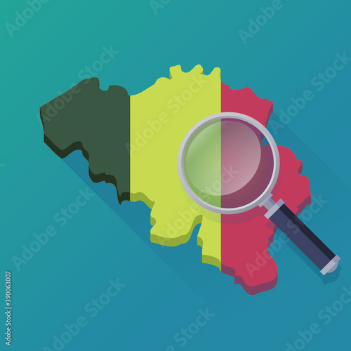 Belgium flag map through magnifying glass (flat design)
