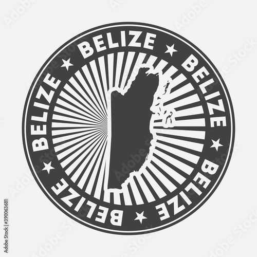 Belize round logo. Vintage travel badge with the circular name and map of country, vector illustration. Can be used as insignia, logotype, label, sticker or badge of the Belize.