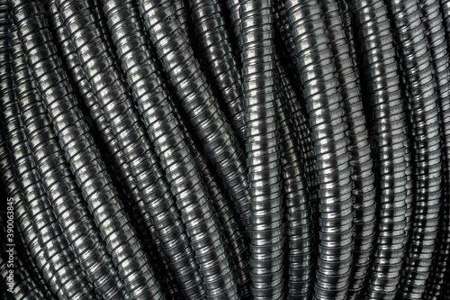 Silver Flexible Conduit that is combined with multiple lines