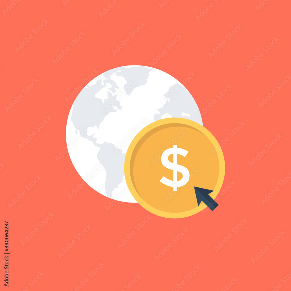 A network circle with dollar sign in this icon expliciting the online payments idea.
A network circle with dollar sign in this icon expliciting the online payments idea.