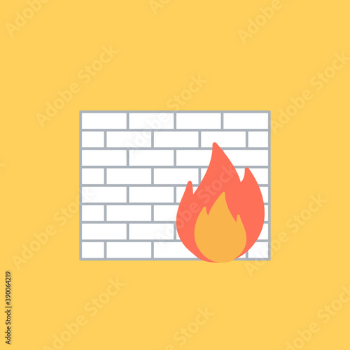 
An icon showing the brick wall with the fire image represents the concept of firewall computing.
