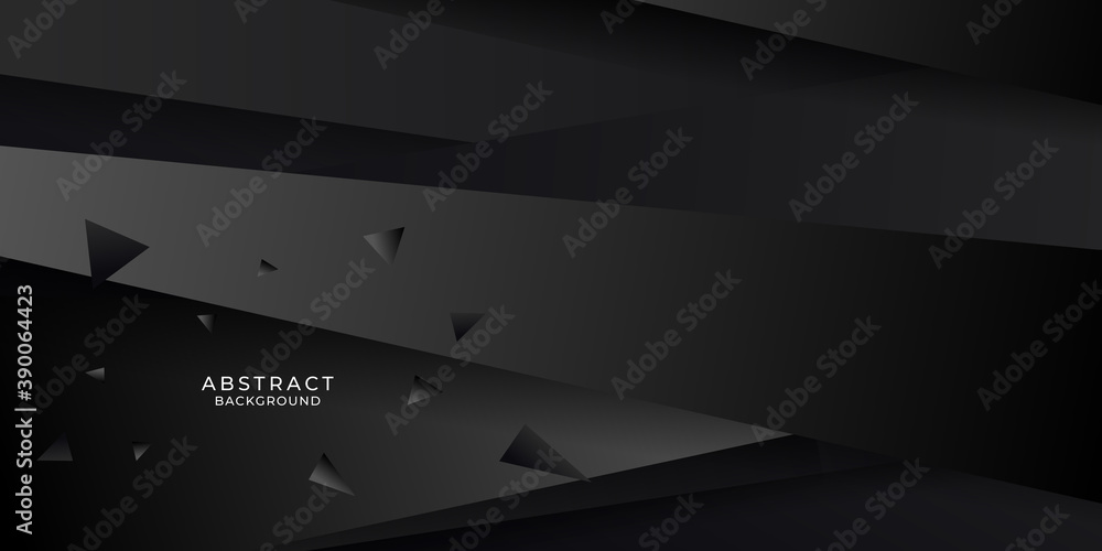 Black abstract background with 3D overlap layers and blank copy space for text. Vector illustration design for business presentation, banner, cover, web, flyer, card, poster, game, texture, slide, mag