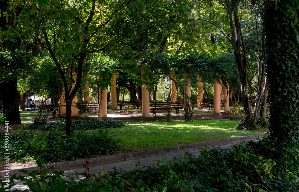 The famous park of the city of Edessa (Greece, Central Macedonia) on a sunny summer day The famous park of the city of Edessa (Greece, Central Macedonia) on a sunny summer day