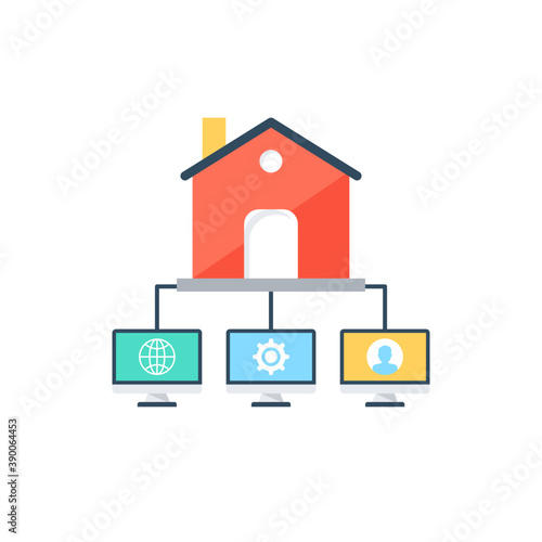 Wallpaper Mural 
An icon showing a building and connection of small devices and making a network representing the concept of local network.
 Torontodigital.ca