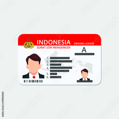 Indonesian driving license from the Indonesian police. vector SIM illustration