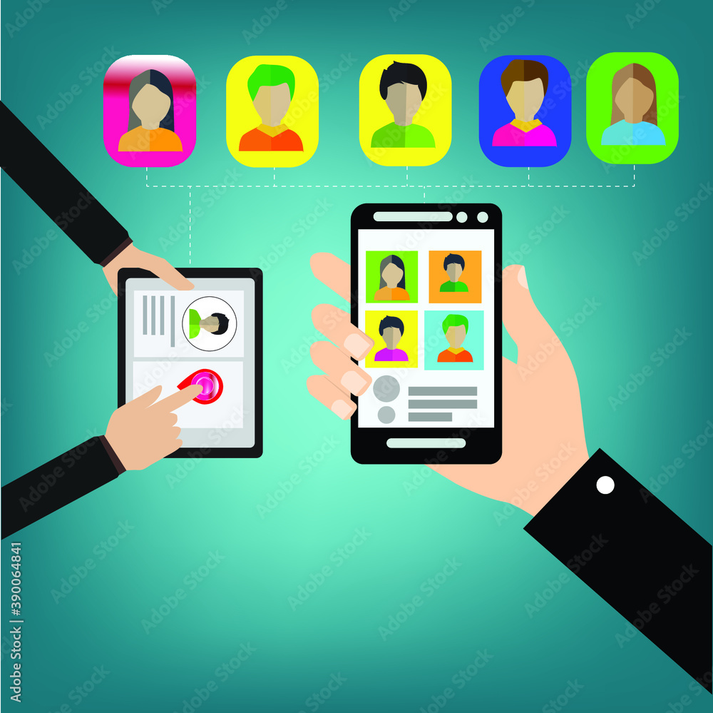 hand holding smartphone with social media icons hand holding smartphone with social media icons