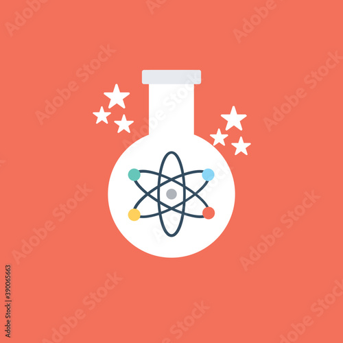 
A glass flask with molecular structure symbolic of chemistry

