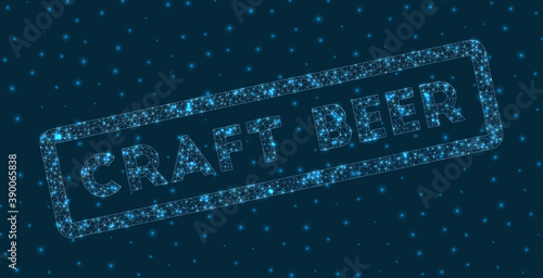 Craft beer word in digital style. Glowing geometric craft beer badge. Trendy vector illustration.