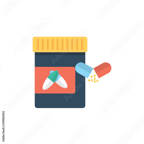 
A jar with medicine and injection by side presented as vaccination
