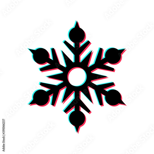 Vector illustration of ice crystals. Silhouette of snowflake icon in tik tok style. Snowflake geometric ornament.