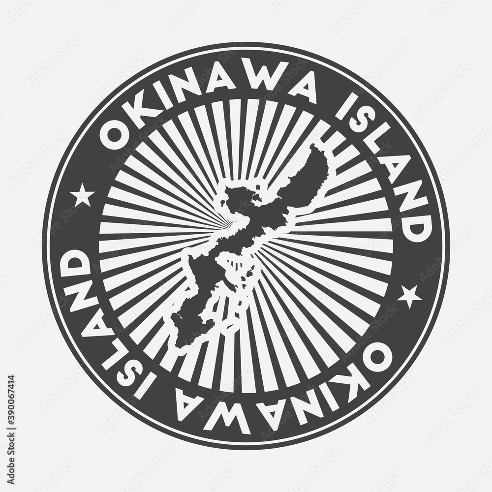 Fototapeta Okinawa Island round logo. Vintage travel badge with the circular name and map of island, vector illustration. Can be used as insignia, logotype, label, sticker or badge of the Okinawa Island.