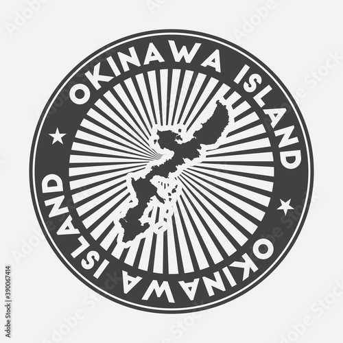 Okinawa Island round logo. Vintage travel badge with the circular name and map of island, vector illustration. Can be used as insignia, logotype, label, sticker or badge of the Okinawa Island.