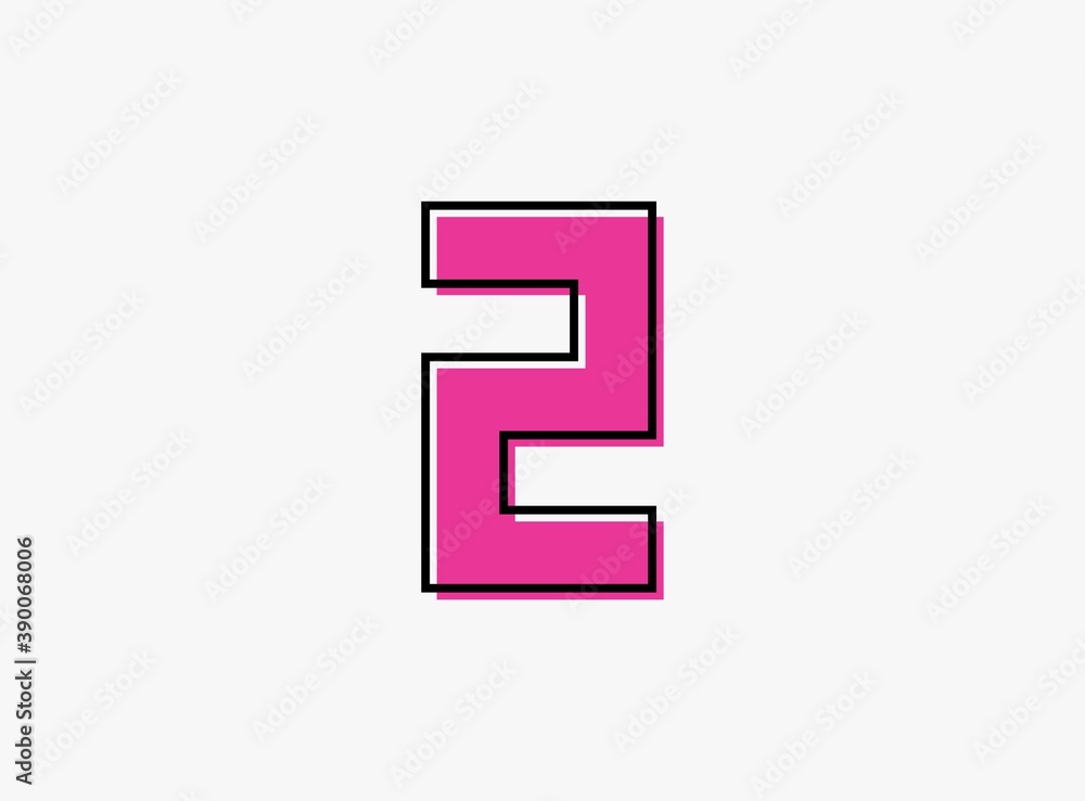 2 font number made of black frame outline shadow of font pink color. Vector illustration for logo, design element, poster etc. 2 font number made of black frame outline shadow of font pink color. Vector illustration for logo, design element, poster etc.