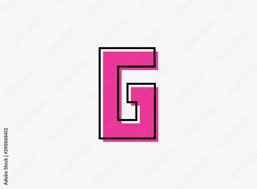 G font letter made of black frame outline shadow of font pink color. Vector illustration for logo, design element, poster etc. G font letter made of black frame outline shadow of font pink color. Vector illustration for logo, design element, poster etc.