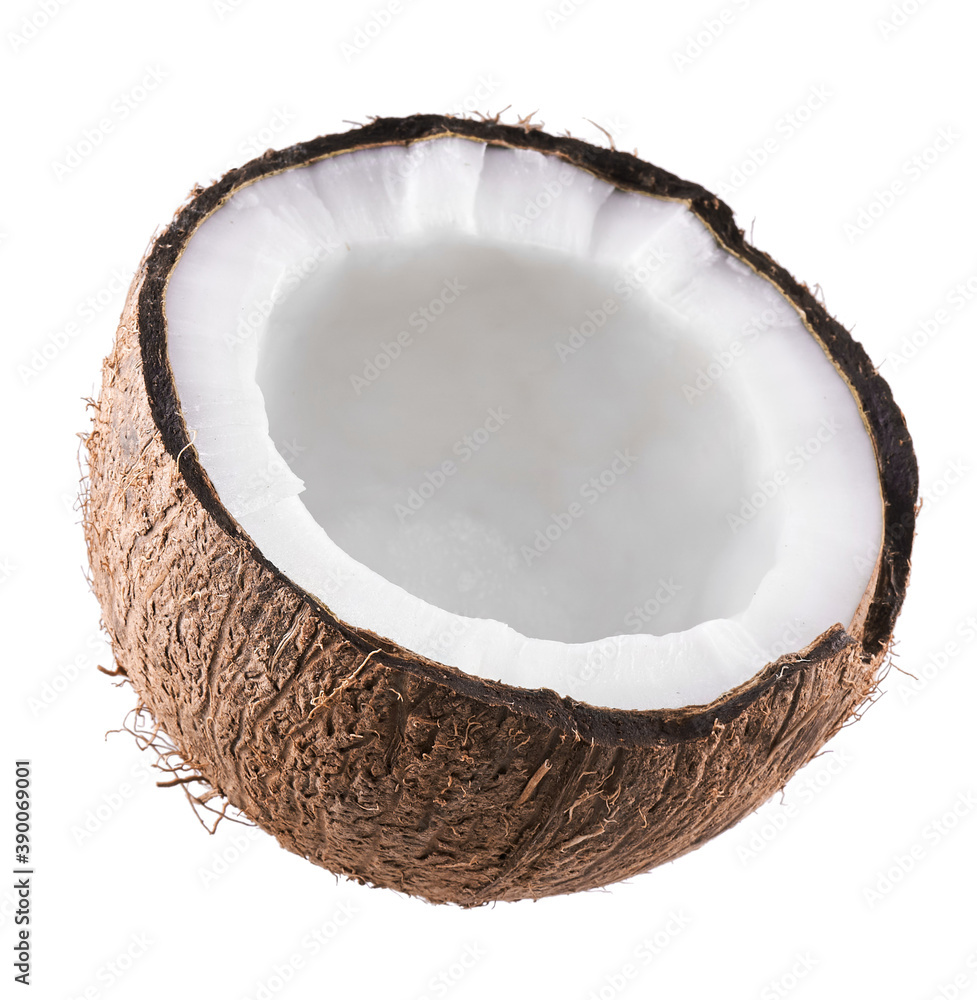 Half of coconut isolated on white background Half of coconut isolated on white background