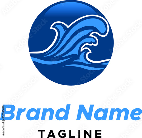 Blue wave Logo illustration. flowing liquid water symbol icon vector template