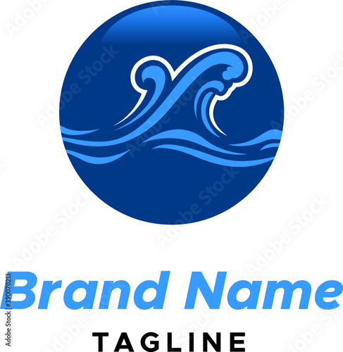 Blue wave Logo illustration. flowing liquid water symbol icon vector template