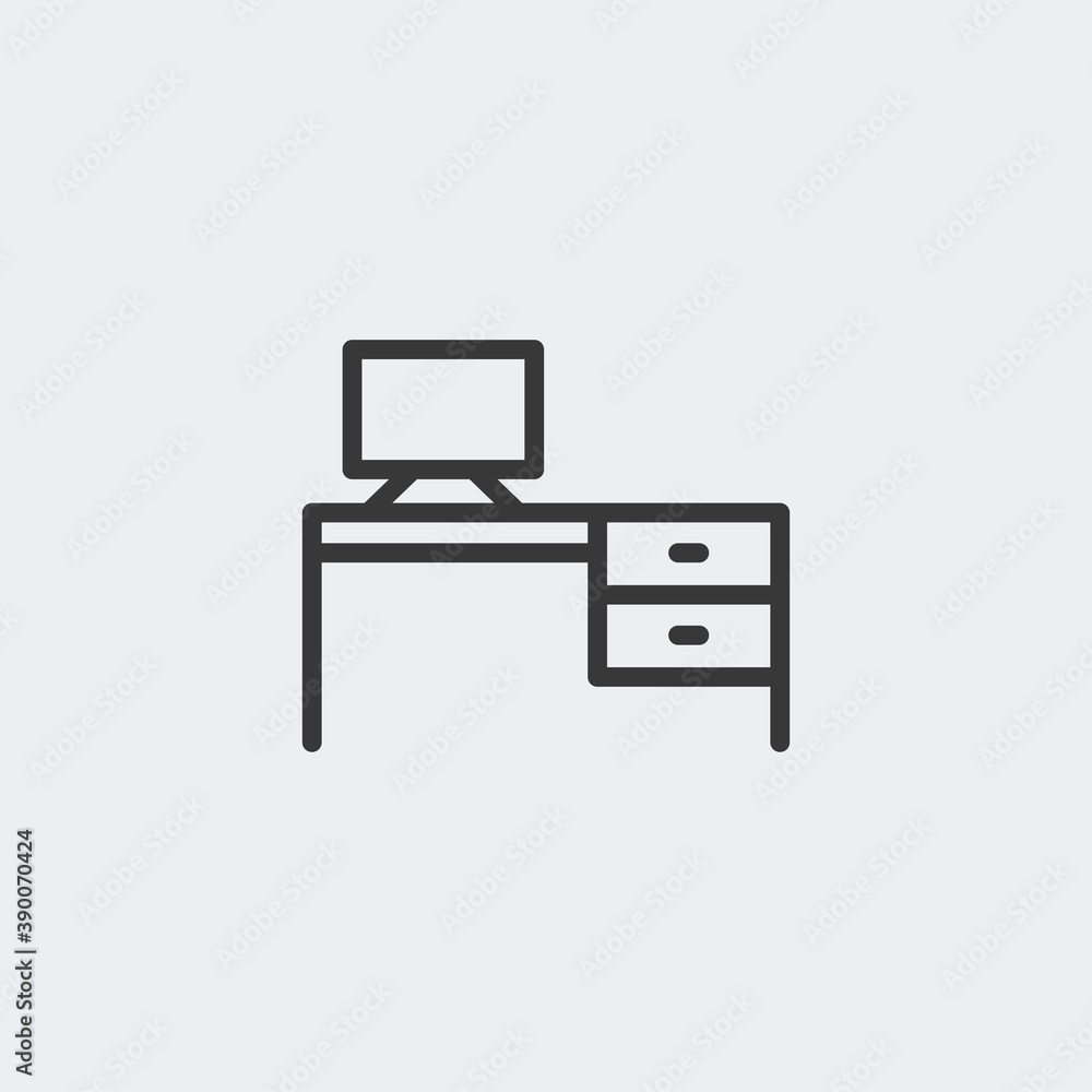 Desktop icon isolated on background. Furniture symbol modern, simple, vector, icon for website design, mobile app, ui. Vector Illustration Desktop icon isolated on background. Furniture symbol modern, simple, vector, icon for website design, mobile app, ui. Vector Illustration