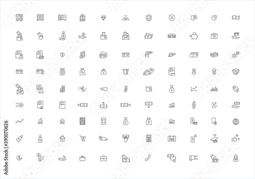 Finance and banking thin icons bvector set