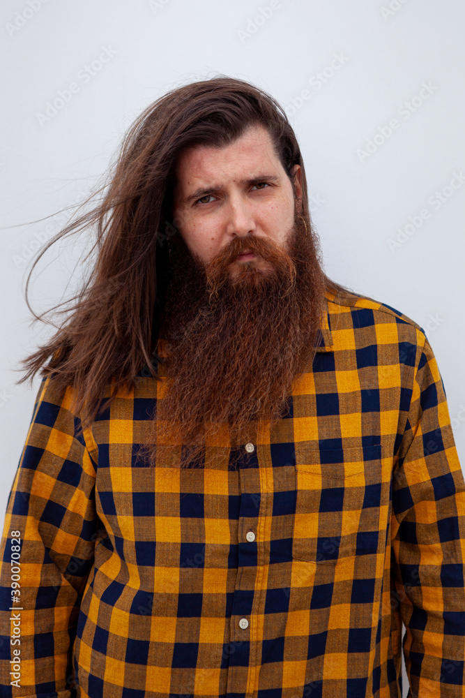 barbone, barba, barba lunga, casual, camicia a quadri barbone, barba, barba lunga, casual, camicia a quadri