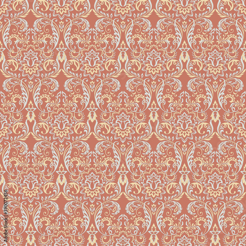 Floral textured print. Damask Seamless vintage pattern. Can be used for wallpaper, fabric, invitation