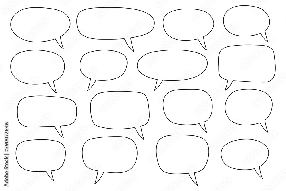 Fototapeta premium Speech bubble, speech balloon, chat bubble line art vector icon for apps and websites. Editable stroke.