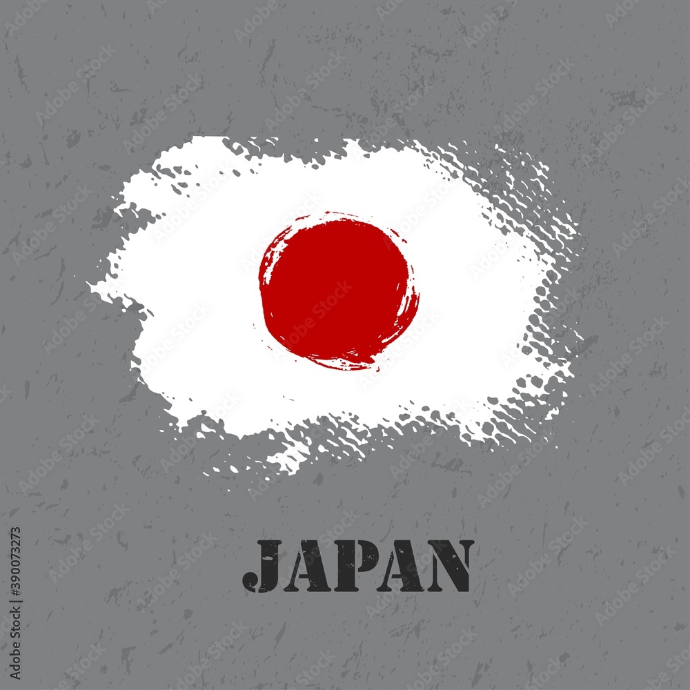 Vector flag of Japan brush stroke background,Flage grunge style. Vector flag of Japan brush stroke background,Flage grunge style.