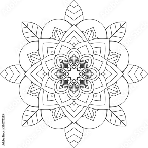 Easy Mandala coloring book simple and basic for beginners  seniors and children. Set of Mehndi flower pattern for Henna drawing and tattoo. Decoration in ethnic oriental  Indian style.