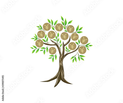 yen tree logo illustration vector