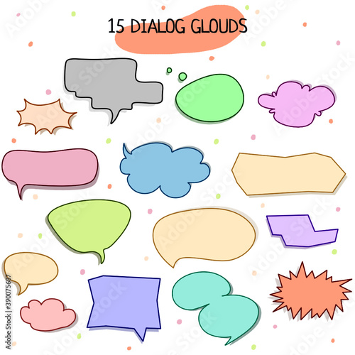 Speech frames. Speak bubble set with speaking talk comic clouds bubbly oval for chat text vector dialogue set