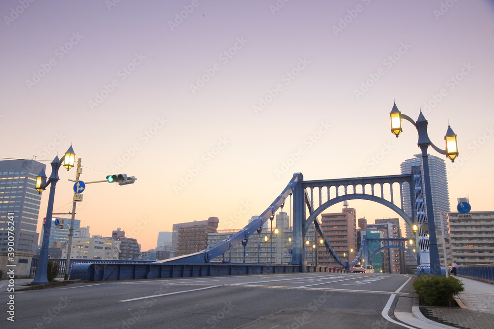 Obraz premium 清洲橋夕景夜景