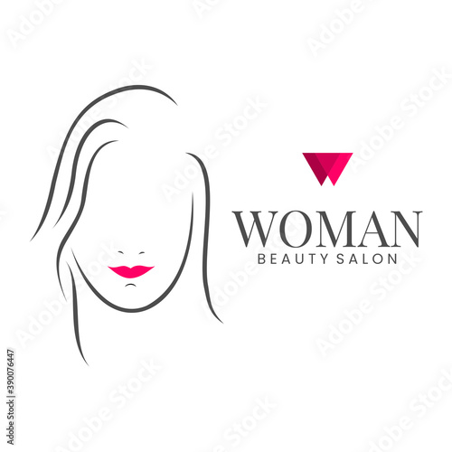 Woman Beauty Salon Line Logo Vector