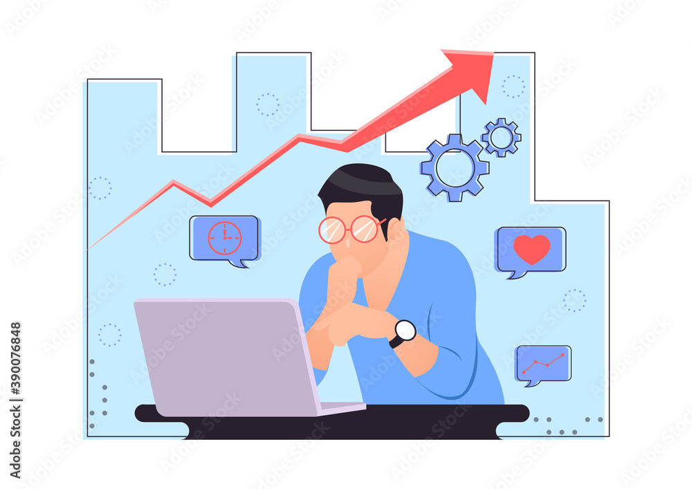 flat illustration of a young entrepreneur flat illustration of a young entrepreneur