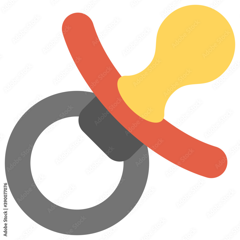 A plastic or silicone nipple for babies to suck upon, a pacifier icon
A plastic or silicone nipple for babies to suck upon, a pacifier icon