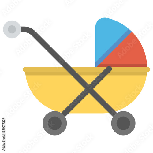 
A baby carrier to carry around them, a blue colour stroller 
