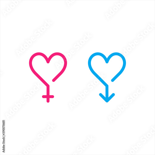 gender icon Male and female symbol set on white background color editable