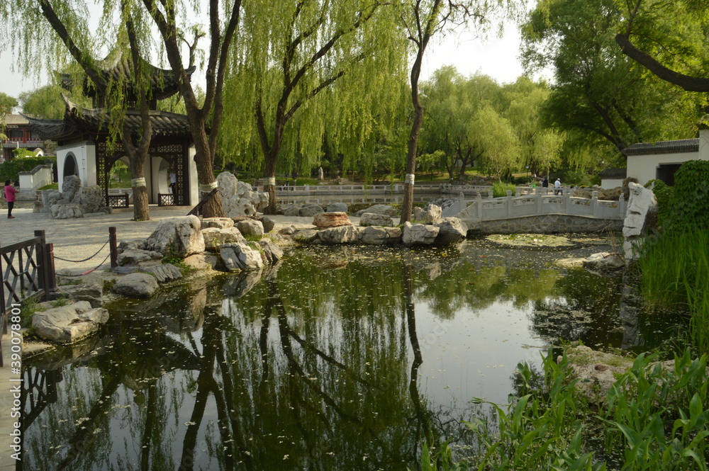 The beautiful architecture of the Qing and Ming Dynasty temples in the city of Beijing / Peking in China