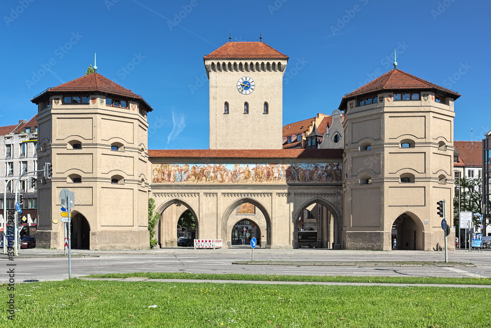 Isartor - the one of the main gates of the medieval city wall of Munich, Germany. It was constructed in 1337. The gate is located close to the Isar and was named after the river.