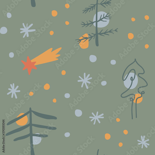 Christmas and Happy New Year Vector seamless pattern