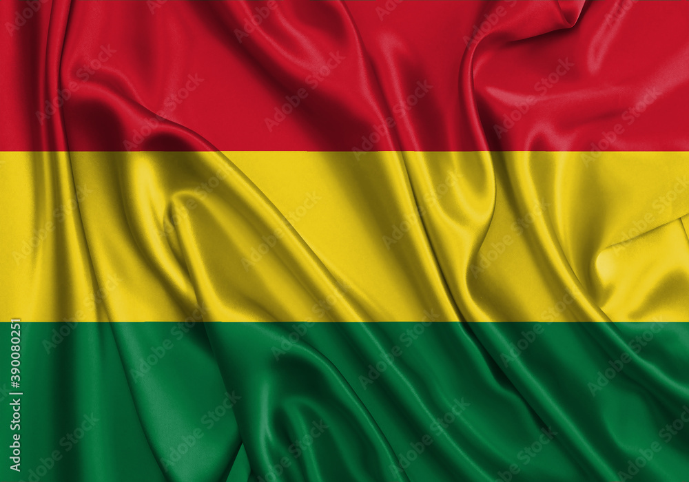 Obraz premium Bolivia , national flag on fabric texture. International relationship.