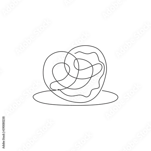 One single line drawing of fresh delicious pretzel logo vector illustration. Germany snack food cafe menu and restaurant badge concept. Modern continuous line draw design traditional cookies logotype