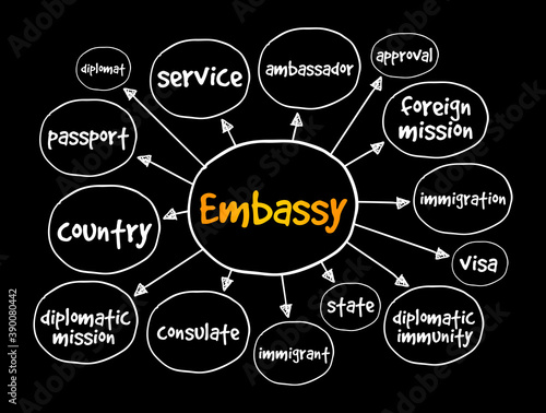 Embassy mind map, concept for presentations and reports