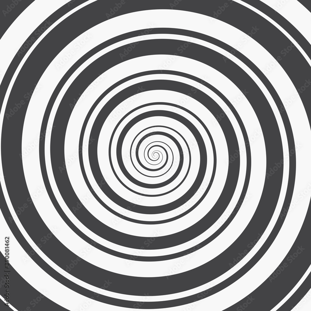Hypnotic Spiral Background. Two Black Spirals, Thin and Thick, Spinning in Parallel on a White Background. Monochrome Vector Template Hypnotic Spiral Background. Two Black Spirals, Thin and Thick, Spinning in Parallel on a White Background. Monochrome Vector Template