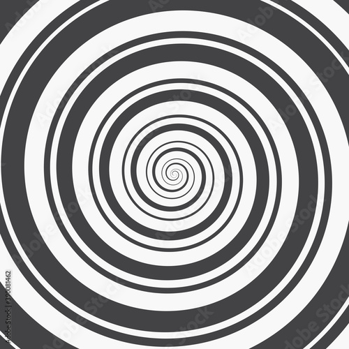 Hypnotic Spiral Background. Two Black Spirals, Thin and Thick, Spinning in Parallel on a White Background. Monochrome Vector Template