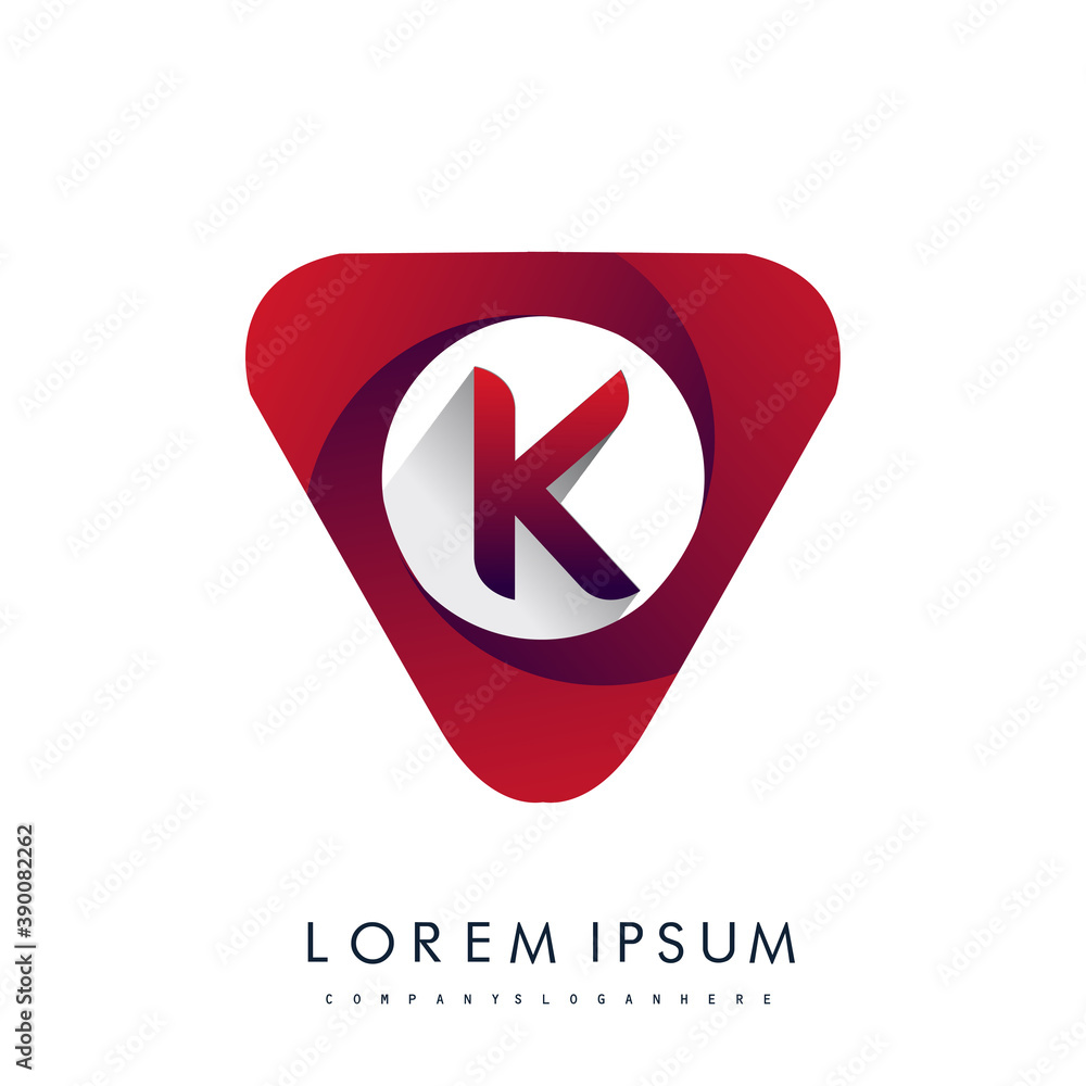 logo letter K red colored in the triangle shape, Vector design template elements for your Business or company identity. logo letter K red colored in the triangle shape, Vector design template elements for your Business or company identity.