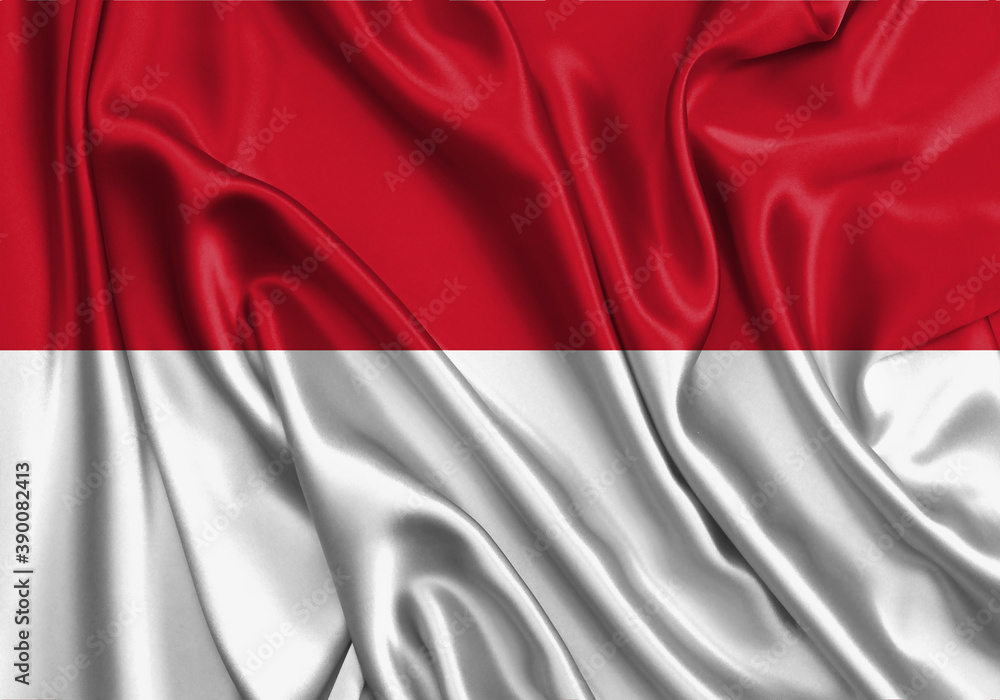 Indonesia , national flag on fabric texture. International relationship.