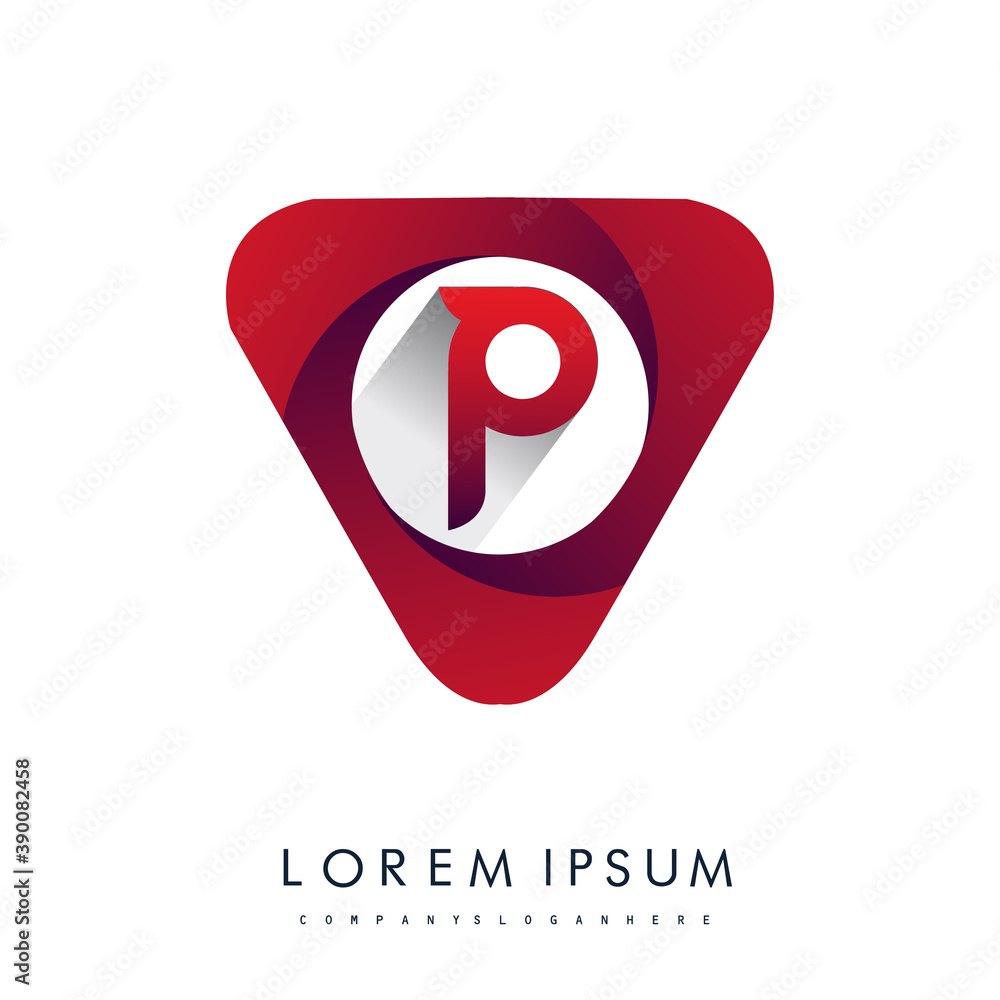 logo letter P red colored in the triangle shape, Vector design template elements for your Business or company identity. logo letter P red colored in the triangle shape, Vector design template elements for your Business or company identity.
